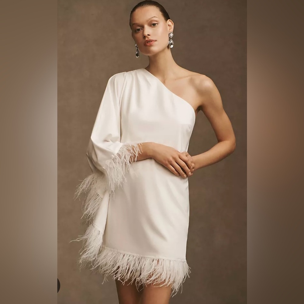 Hutch one shoulder feather dress NWT